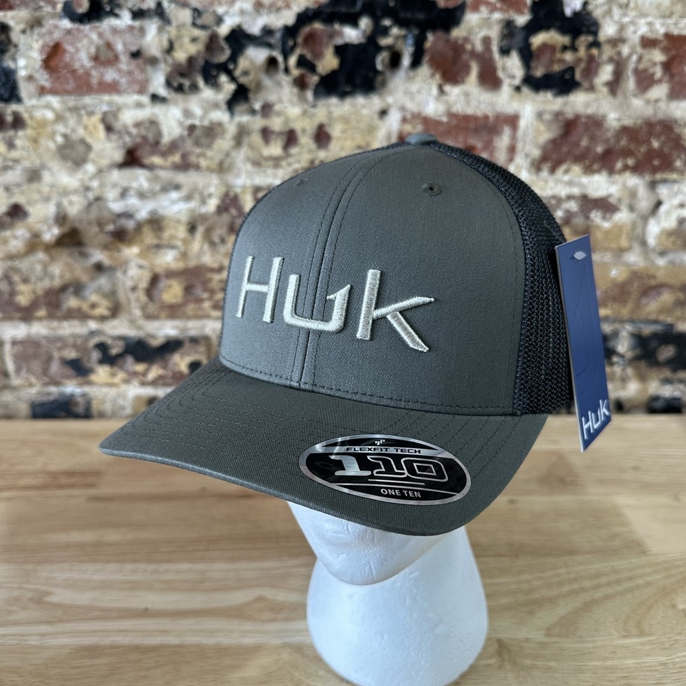 Huk Hat Cap Mens Snapback Adjustable Green Mesh Outdoor Fishing NEW